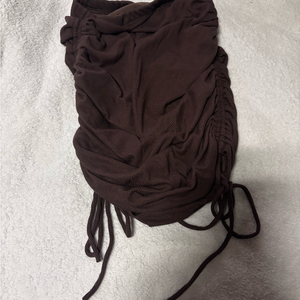 Brown Ruched Skirt